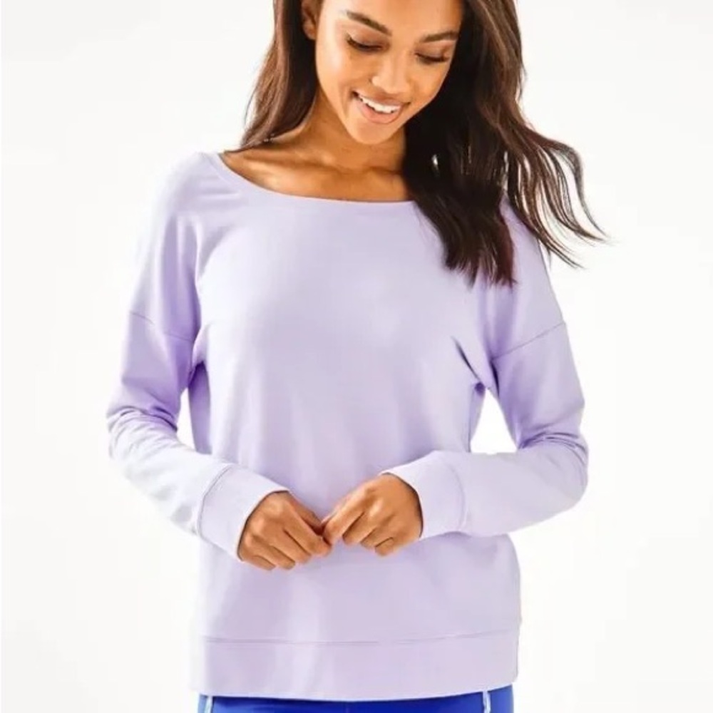 LILLY PULITZER Dillon Pullover Sweatshirt in Lilac Verbana XXS Style# 004508 - Picture 2 of 12